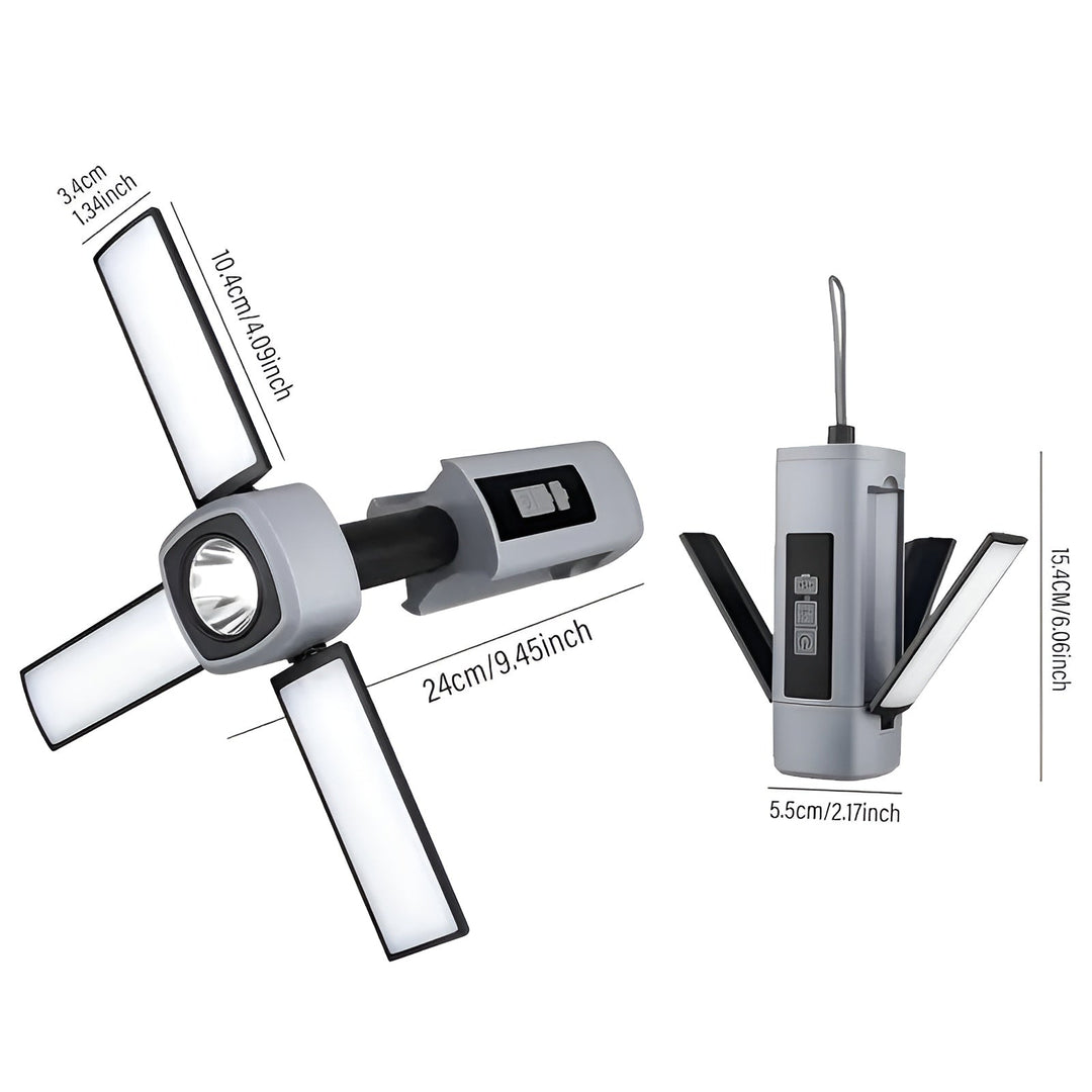 Lixmodo Lampe de Camping LED | Charge USB & Rotation à 360° | Pliable & Résistante aux Intempéries | Rechargeable | Compacte