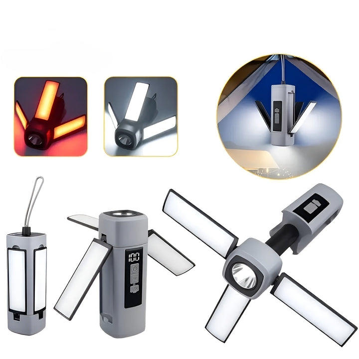 Lixmodo Lampe de Camping LED | Charge USB & Rotation à 360° | Pliable & Résistante aux Intempéries | Rechargeable | Compacte