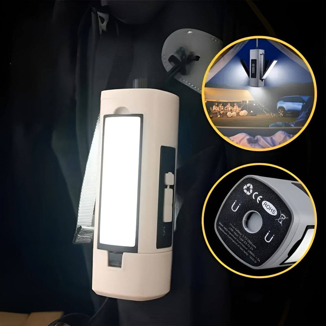 Lixmodo Lampe de Camping LED | Charge USB & Rotation à 360° | Pliable & Résistante aux Intempéries | Rechargeable | Compacte