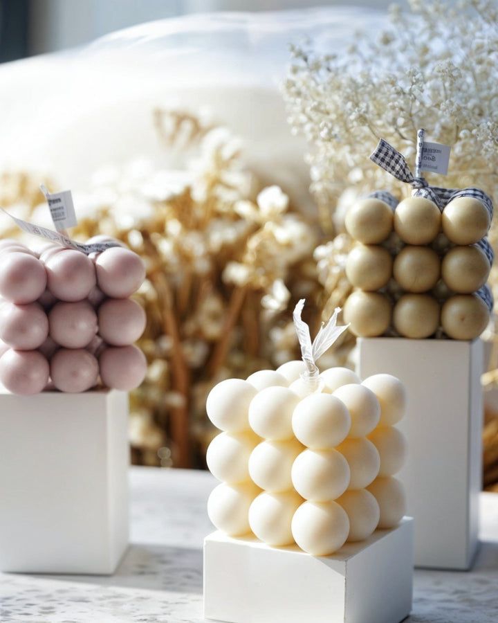 Bougie bulle en cire de soja parfumée à la menthe - Blanc cassé 6 cm