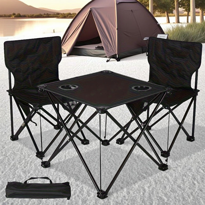 Ensemble de sièges de jardin pliable Campafleur | 2 chaises & 1 table | Motif floral | Portable & Résistant aux intempéries