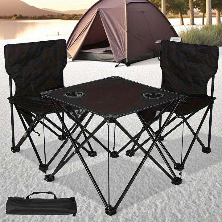 Ensemble de sièges de jardin pliable Campafleur | 2 chaises & 1 table | Motif floral | Portable & Résistant aux intempéries