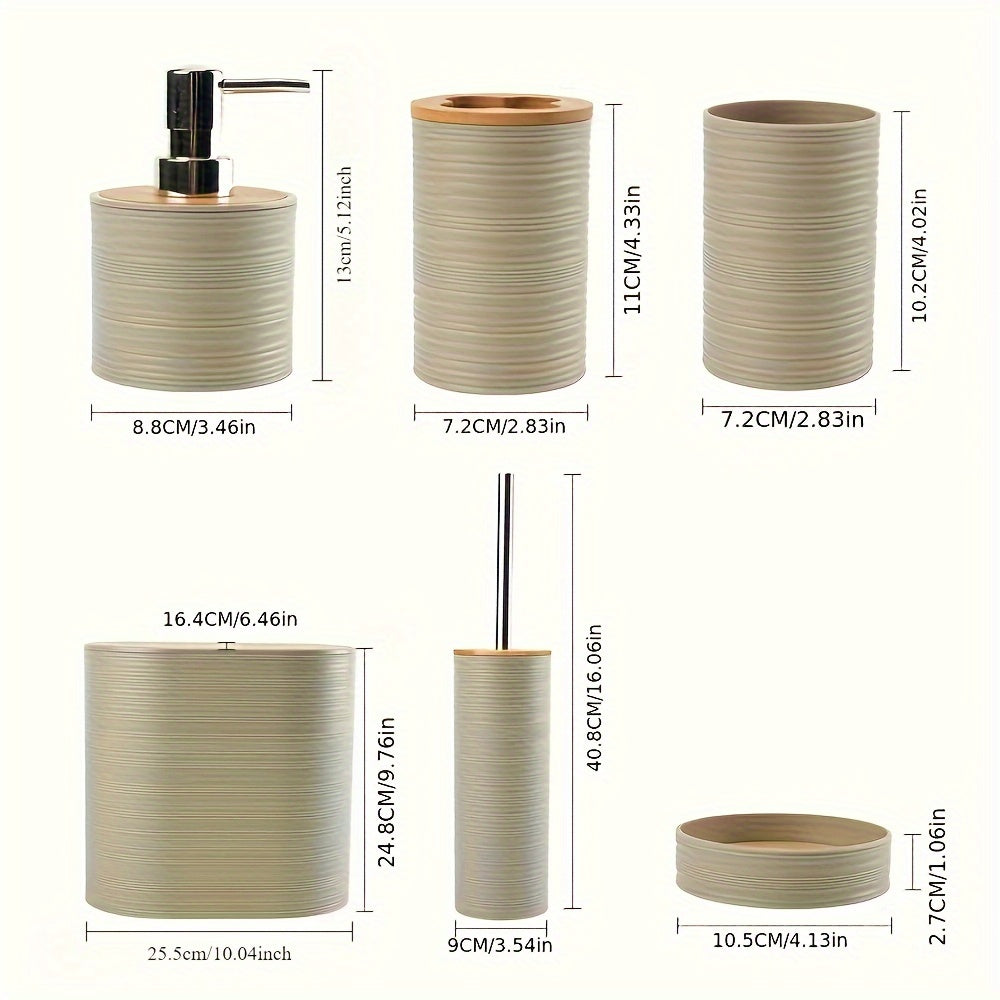 Ensemble d'accessoires de salle de bain BAMNOVA | 6 pièces | Avec couvercles en bambou | Moderne & Naturel