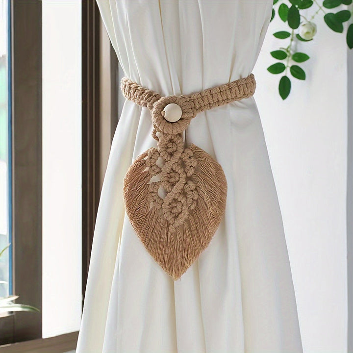 Support de rideau Boho KNOTANA | Set de 2 | Tissé à la main en 100 % coton | 45 cm | Style macramé