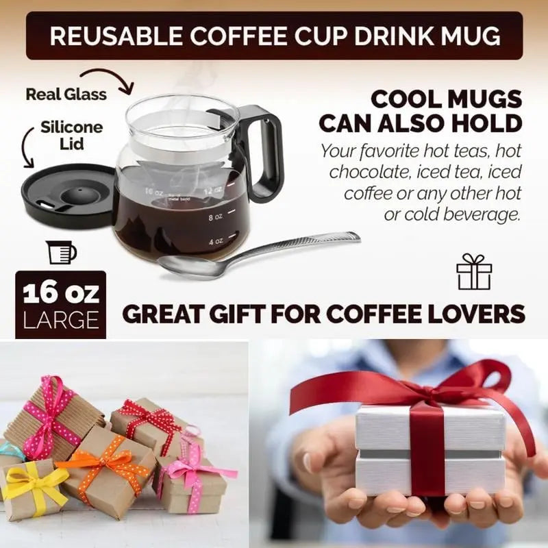 BrewMate – Tasse en verre élégante avec design de cafetière