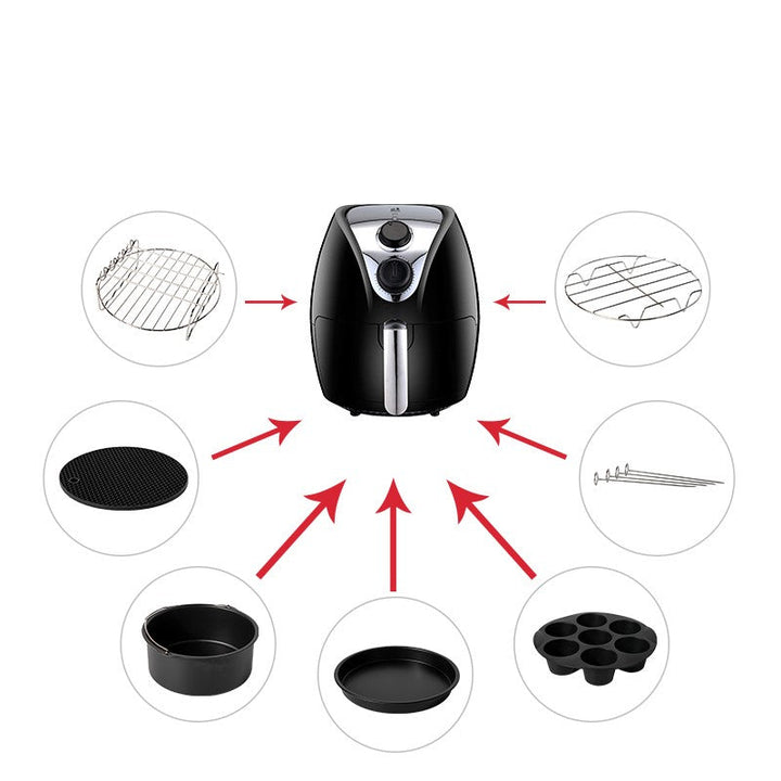 Set d'accessoires pour Airfryer CrispiChef | 7 pièces | Pour 3,7–5,8 QT | Lavable au lave-vaisselle & Polyvalent