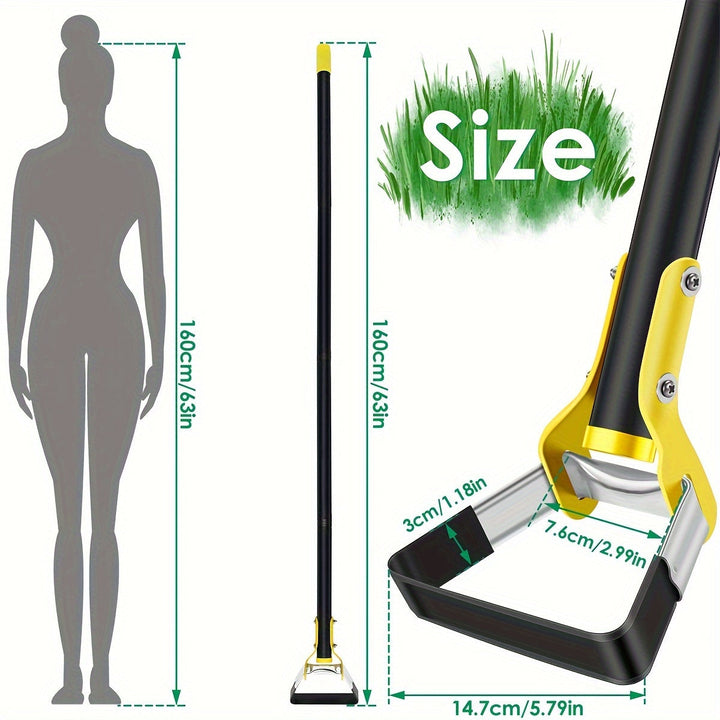 TerraTri Houe de Jardin | Tête triangulaire en acier inoxydable | Poignée ergonomique | Noir-Jaune