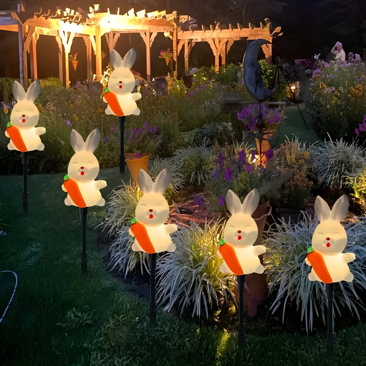 Lunilio Lampes de Jardin Solaires 6 pièces | Décoration LED Lapins de Pâques | Résistant aux intempéries IP65 | Blanc | Plastique
