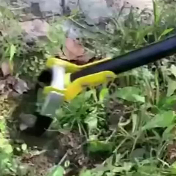 TerraTri Houe de Jardin | Tête triangulaire en acier inoxydable | Poignée ergonomique | Noir-Jaune