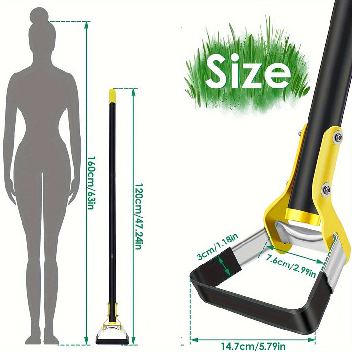 TerraTri Houe de Jardin | Tête triangulaire en acier inoxydable | Poignée ergonomique | Noir-Jaune