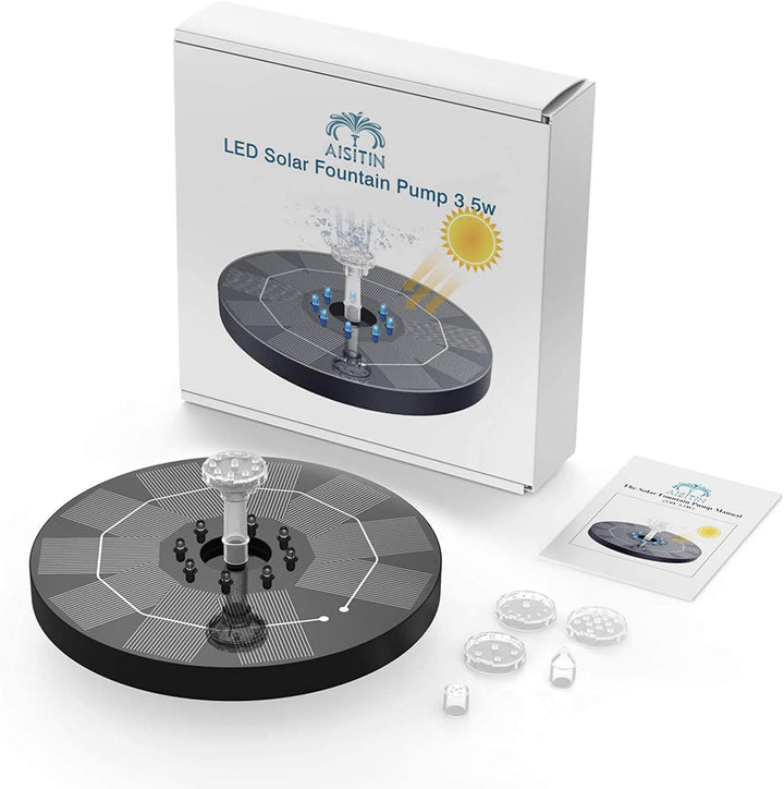 WaterGlow – Fontaine solaire avec LED et 4 motifs de jets d'eau différents !