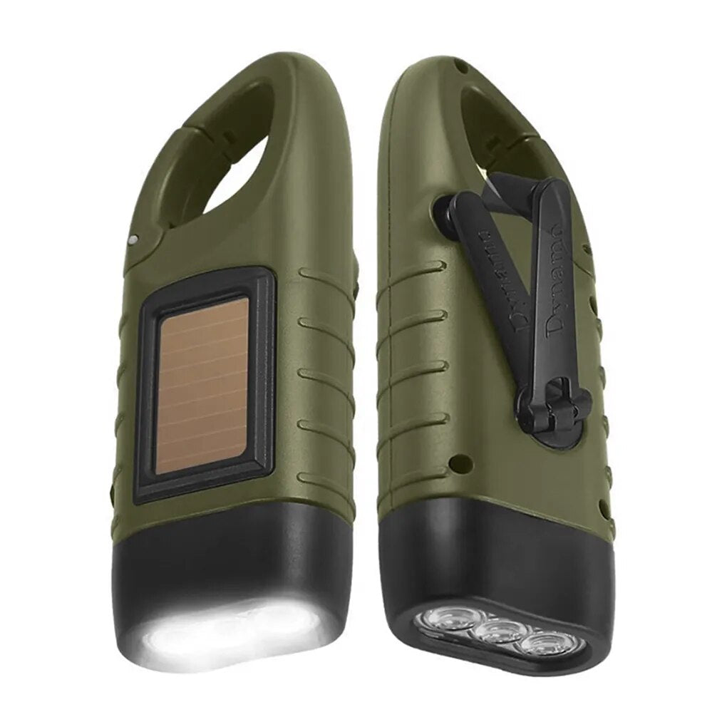 Lampe de poche solaire Solavix | Fonctionnement à manivelle & solaire | Robuste & compact | Lampe de secours LED pour l'extérieur & les urgences
