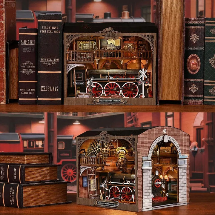 Puzzle en Bois 3D - Station de Réparation de Train