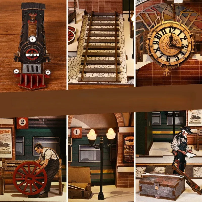 Puzzle en Bois 3D - Station de Réparation de Train