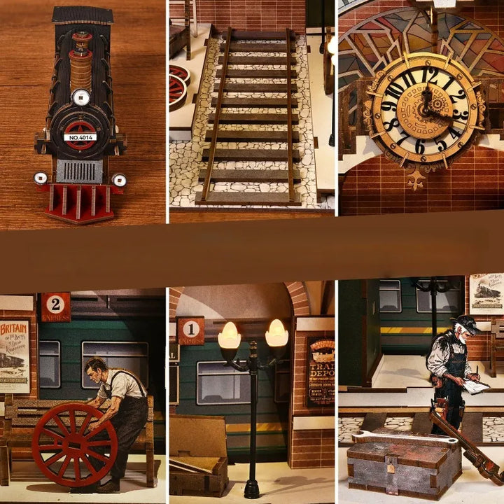 Puzzle en Bois 3D - Station de Réparation de Train