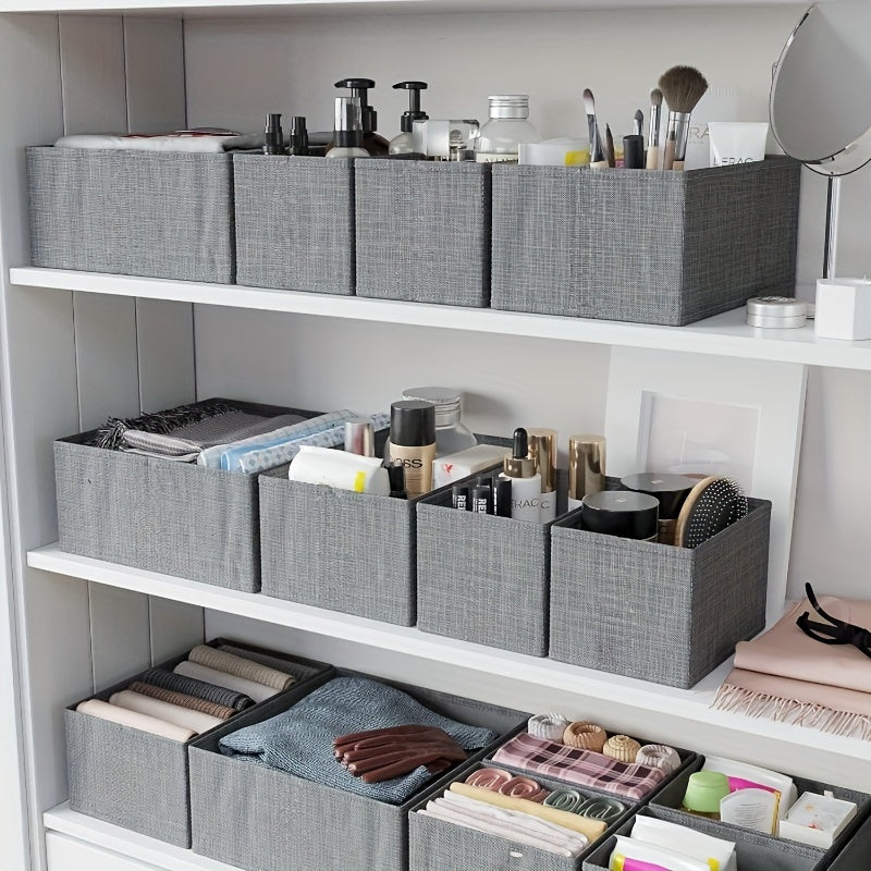 KidyTidy Ensemble de 12 Organisateurs de Tiroirs pour Chambre d'Enfant | Respirant & Pliable | Tissu Non-Tissé | Gris Clair avec Blanc