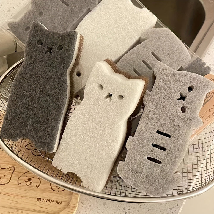 Ensemble d'éponges pour chats Pawlina 4 pièces | Sans rayures & Réutilisable | Pour la cuisine & le ménage | Matériau en mousse haute densité