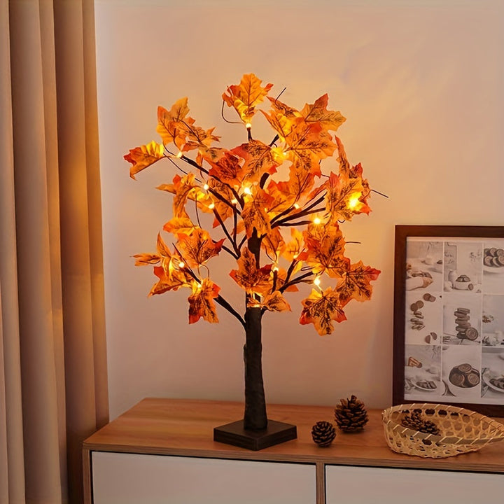 LumiLeaf Arbre Décoratif | Feuilles d'Érable LED | 60 cm | Lumière Chaude | Fonctionnement sur Piles