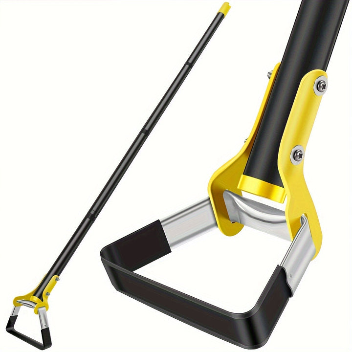TerraTri Houe de Jardin | Tête triangulaire en acier inoxydable | Poignée ergonomique | Noir-Jaune