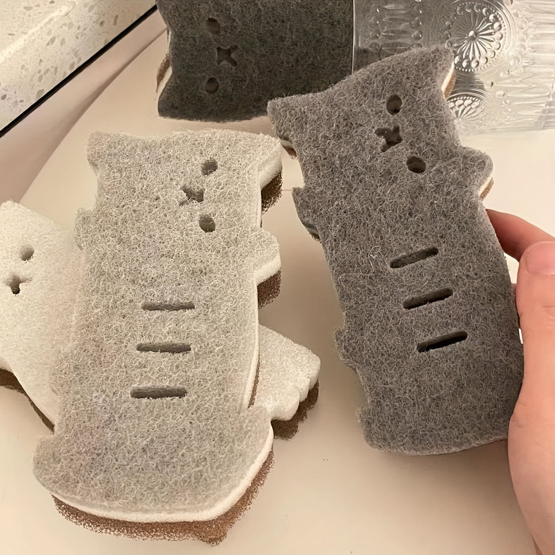 Ensemble d'éponges pour chats Pawlina 4 pièces | Sans rayures & Réutilisable | Pour la cuisine & le ménage | Matériau en mousse haute densité