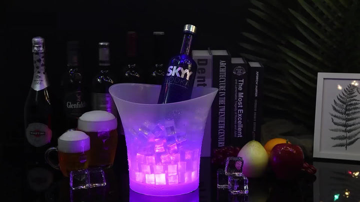 LumiChill Seau à Glace LED | Seau de 5L | Fonctionne sur Batterie | Décoration de Fête & Événement