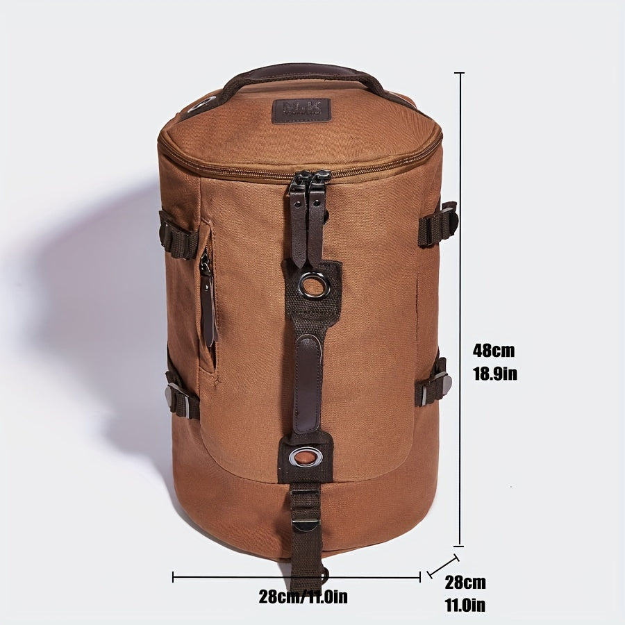 Trekavor Sac à dos pour hommes en toile | Avec détails en cuir | Grand espace de rangement & poches zippées | Bretelles réglables