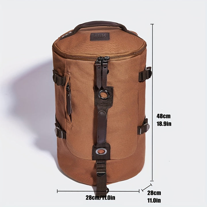 Trekavor Sac à dos pour hommes en toile | Avec détails en cuir | Grand espace de rangement & poches zippées | Bretelles réglables