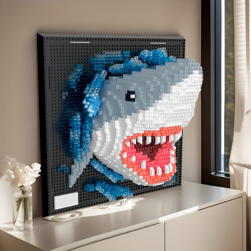 BrickVista 3D Art mural Set | Requin & Aigle | 2000 Blocs | Plastique ABS | 24,5 × 24,5 cm