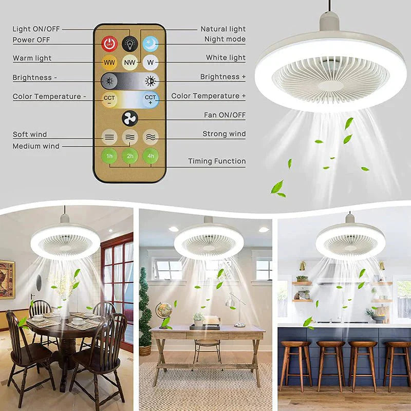 Ventilateur de plafond avec lumière LED et télécommande