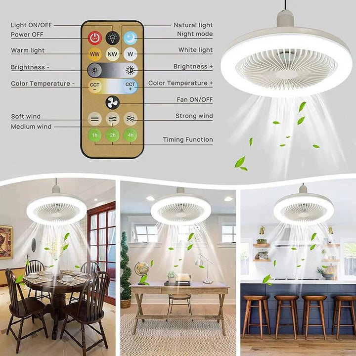 Ventilateur de plafond avec lumière LED et télécommande