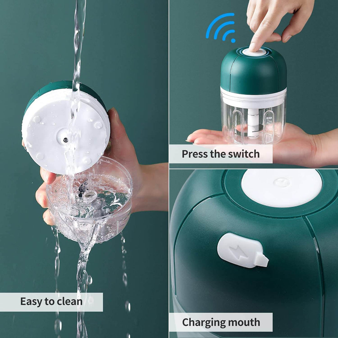Küchenkrone Hachoir Électrique à Ail | Compact & Rechargeable | Sans BPA & Acier Inoxydable | 250 ml