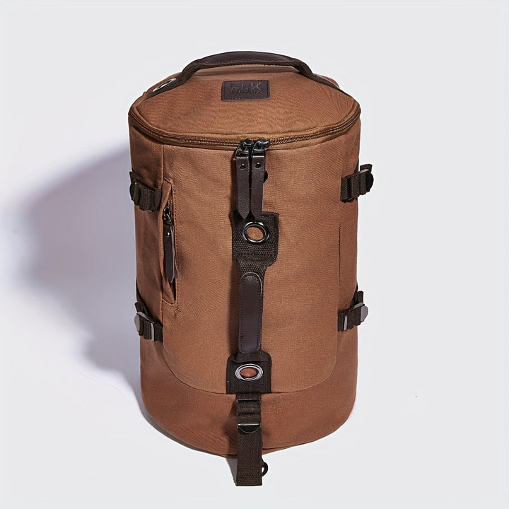 Trekavor Sac à dos pour hommes en toile | Avec détails en cuir | Grand espace de rangement & poches zippées | Bretelles réglables