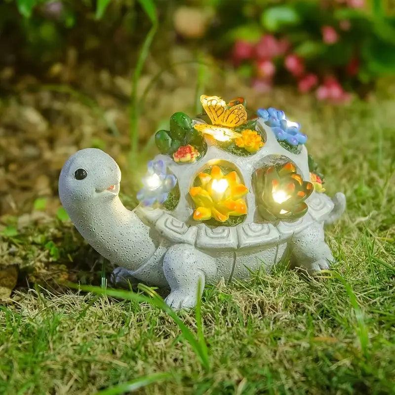 Solaro Turtle Garden | Statue de tortue solaire avec LED et succulentes | Pour jardin, terrasse et balcon
