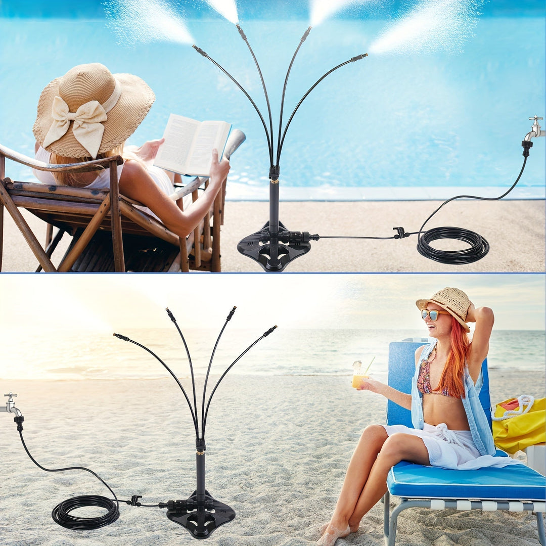 Refroidisseur de jardin AeroMist Flex7 | 7 bras de buse réglables | Sans électricité | Pour terrasse, piscine et jardin