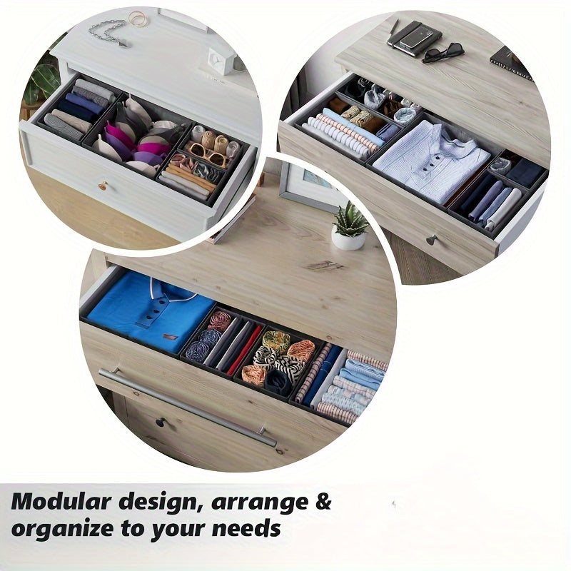 KidyTidy Ensemble de 12 Organisateurs de Tiroirs pour Chambre d'Enfant | Respirant & Pliable | Tissu Non-Tissé | Gris Clair avec Blanc