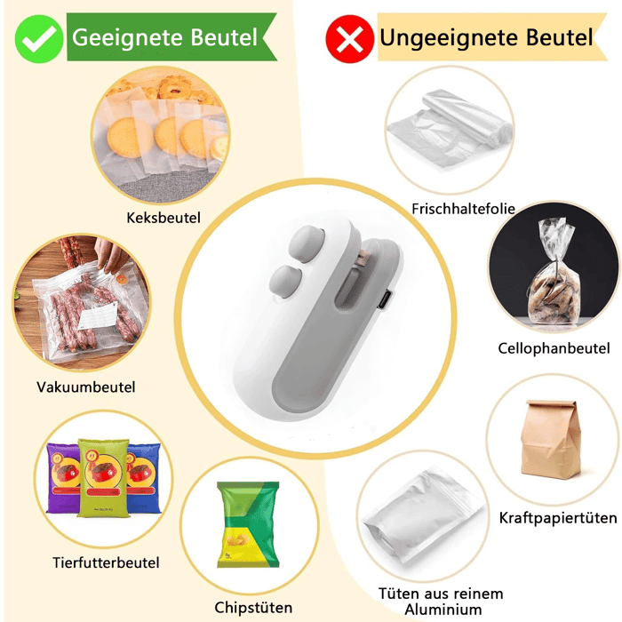 ZipKeeper - Mini-scellant de sachets, Outil portable 2-en-1