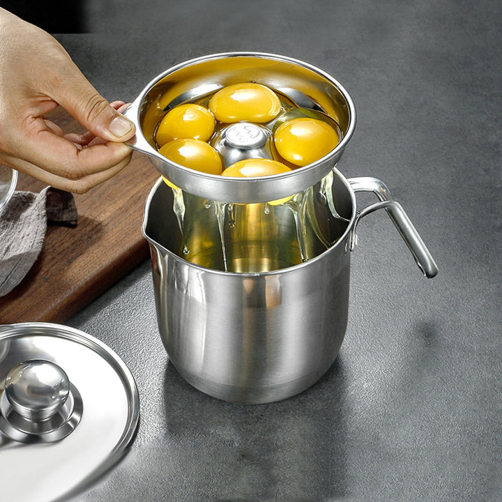 Séparateur d'œufs EGGSELLO | En acier inoxydable 304 | Avec couvercle | Hygiénique et compatible lave-vaisselle | 13×7×2,8 cm / 17×8×3 cm