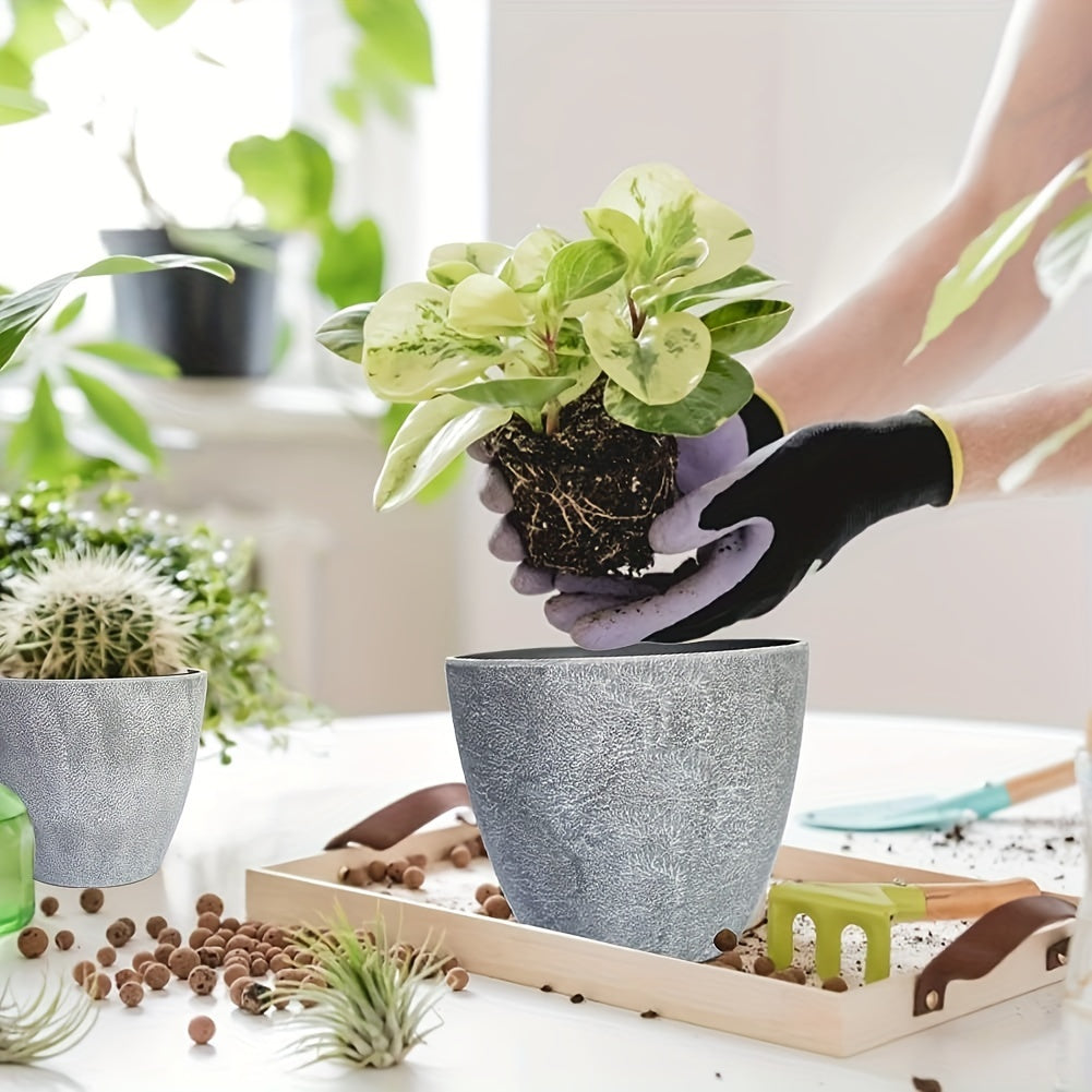 Ensemble de pots de fleurs Floraforma 6 pièces Rond | Avec drainage | Résistant aux intempéries & Moderne | Pour Intérieur & Extérieur