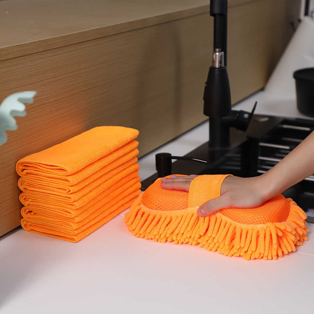 GlanzWerk Kit de nettoyage auto 6 pièces | Microfibre & Chenille | Sans rayures & Super absorbant | Pour voiture & maison