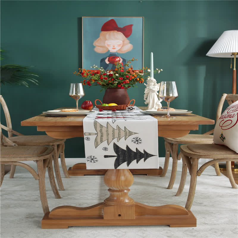 WinterLane - Chemin de table décoratif avec sapin de Noël et flocons de neige