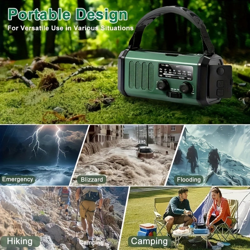 StormMate X10 Radio d'urgence avec batterie externe de 10 000 mAh | Solaire, Manivelle & USB-C | Lumière LED, Alarme SOS & Boussole | AM/FM/NOAA