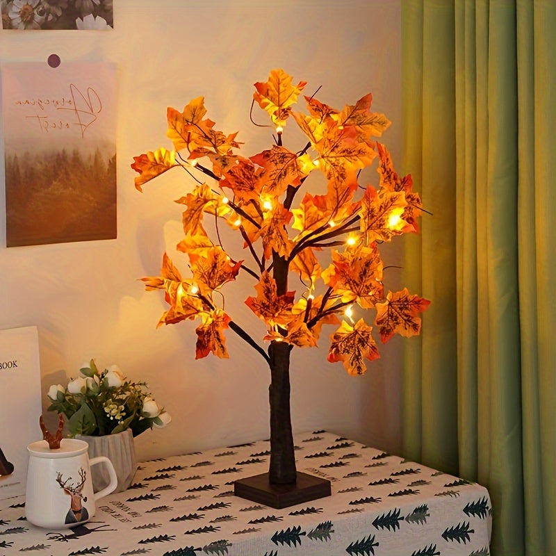 LumiLeaf Arbre Décoratif | Feuilles d'Érable LED | 60 cm | Lumière Chaude | Fonctionnement sur Piles