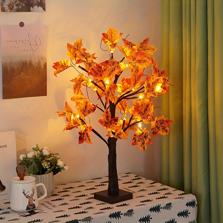 LumiLeaf Arbre Décoratif | Feuilles d'Érable LED | 60 cm | Lumière Chaude | Fonctionnement sur Piles