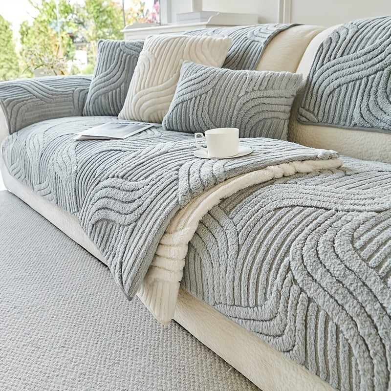 SofaHaven Housse de canapé en peluche | Antidérapante & Lavable | Douce & Respirante