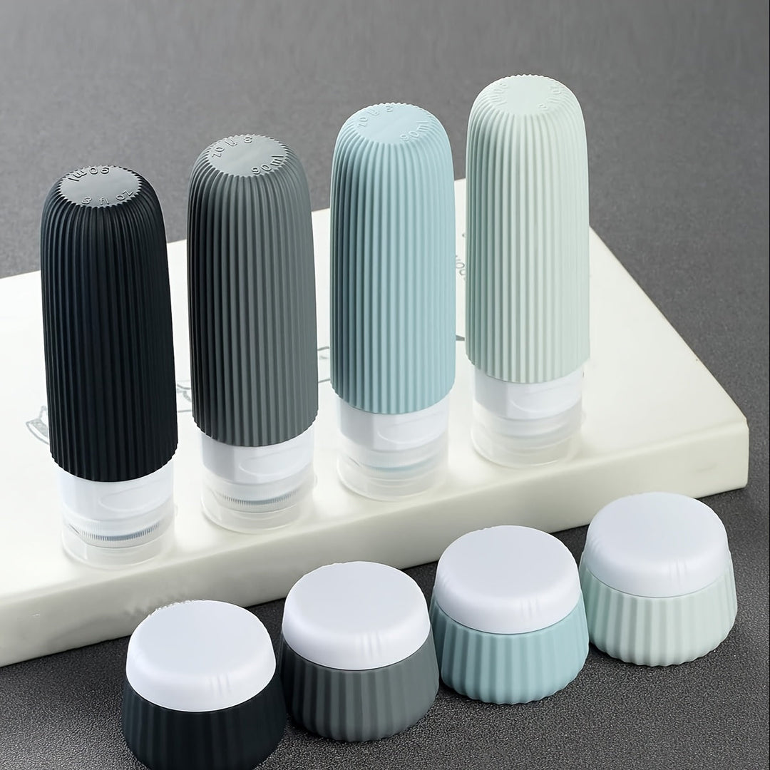 Set de bouteilles de voyage Travilo | Étanche & approuvé par la TSA | Avec trousse transparente et flexible | Silicone