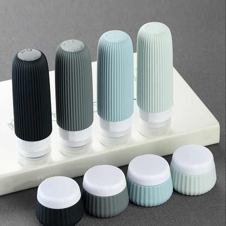 Set de bouteilles de voyage Travilo | Étanche & approuvé par la TSA | Avec trousse transparente et flexible | Silicone