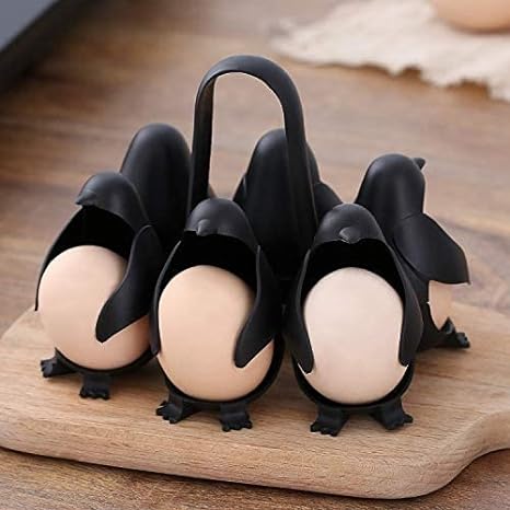 PinguEgg Cuiseur à œufs Design Pingouin | Capacité de 6 œufs | Résistant à la chaleur & Lavable au lave-vaisselle | 15 x 13 x 13 cm