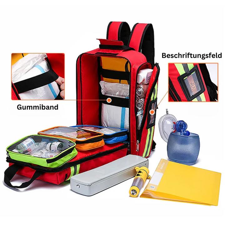 Sac à dos d'urgence SafePak Rescue+ | Étanche & Réfléchissant | Pour premiers secours & survie | 45×35×15 cm