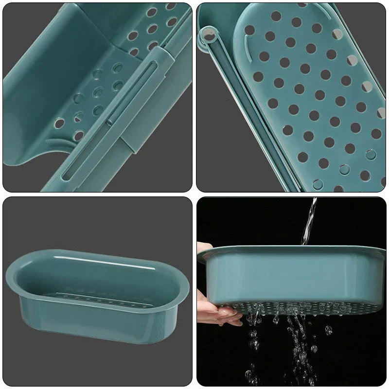 Orgnivo Organisateur de Lavabo Réglable | Fonction Télescopique | Pour Éponges & Chiffons | Aéré & Hygiénique