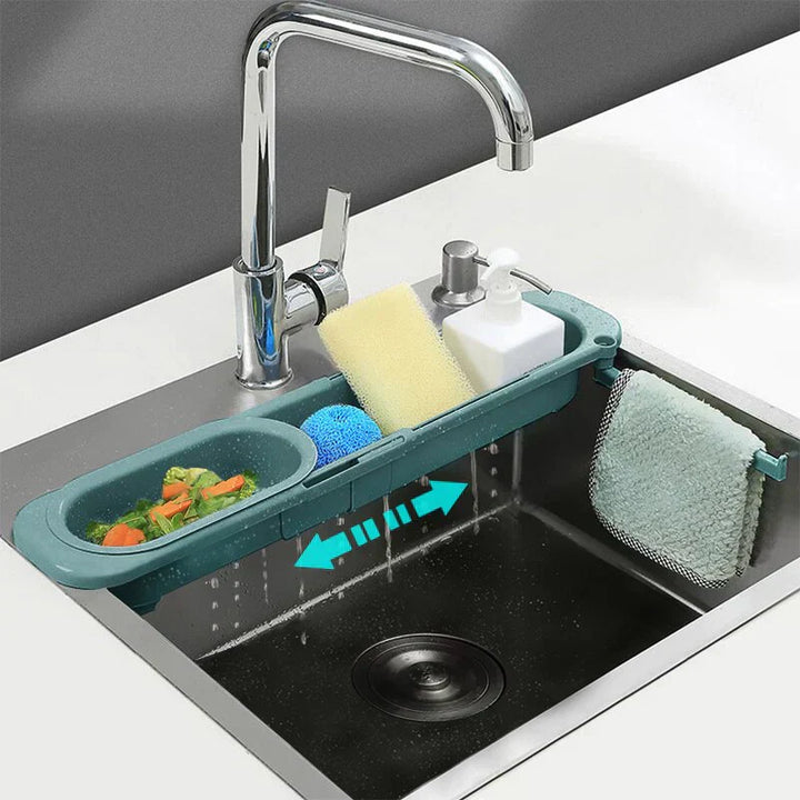 Orgnivo Organisateur de Lavabo Réglable | Fonction Télescopique | Pour Éponges & Chiffons | Aéré & Hygiénique